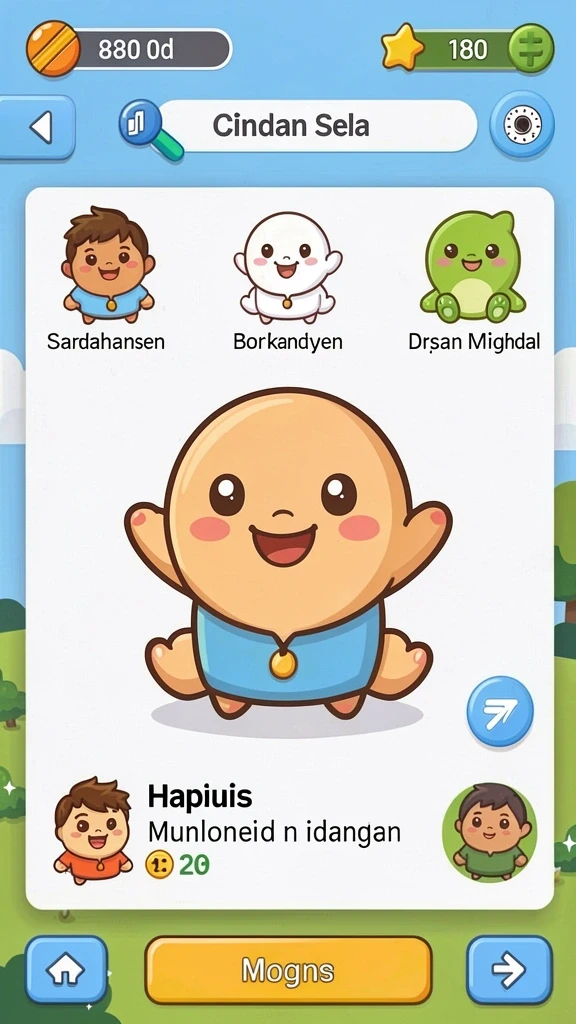 Tampilan awal yang menarik dengan karakter yang berwarna-warni.