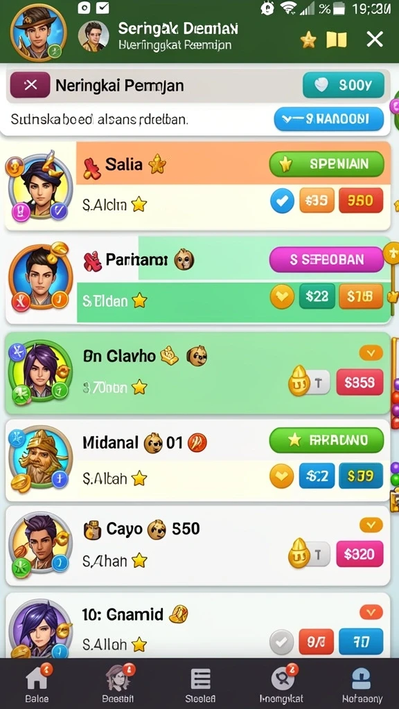 Berbagai mode permainan yang bisa dipilih.
